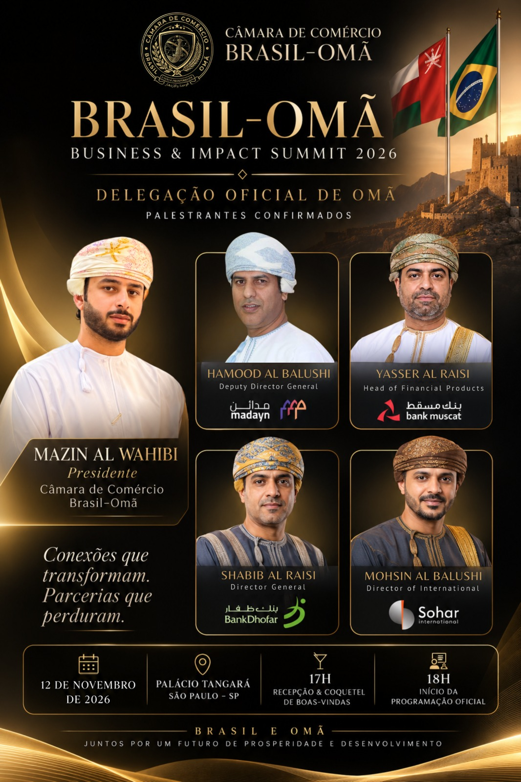 Banner oficial do Brazil–Oman Business and Impact Summit 2026